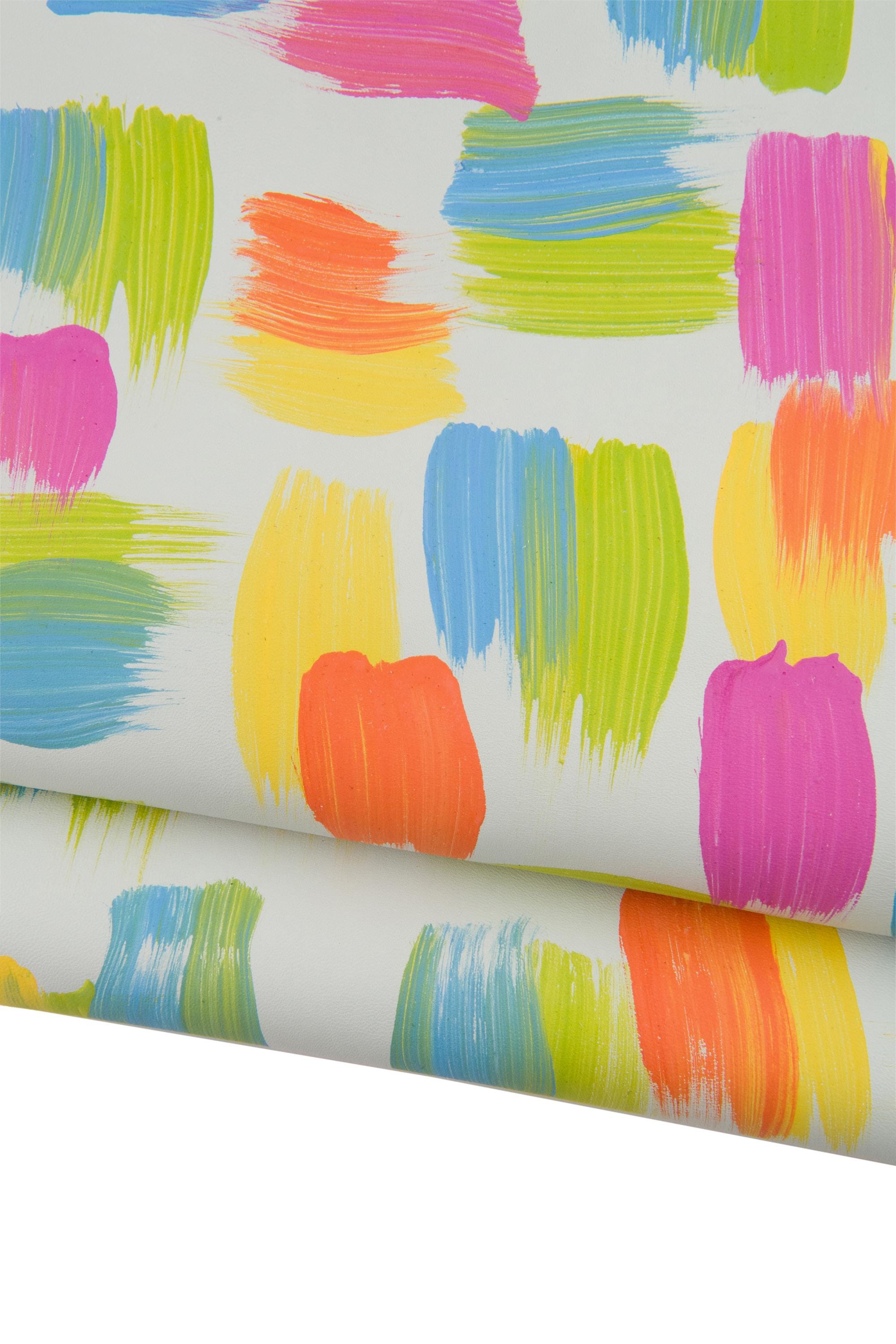 Summer brush stroke printed goatskin, COLORFUL textured on leather skin, vibrant soft material for crafters B19036-DM LaGarzarara