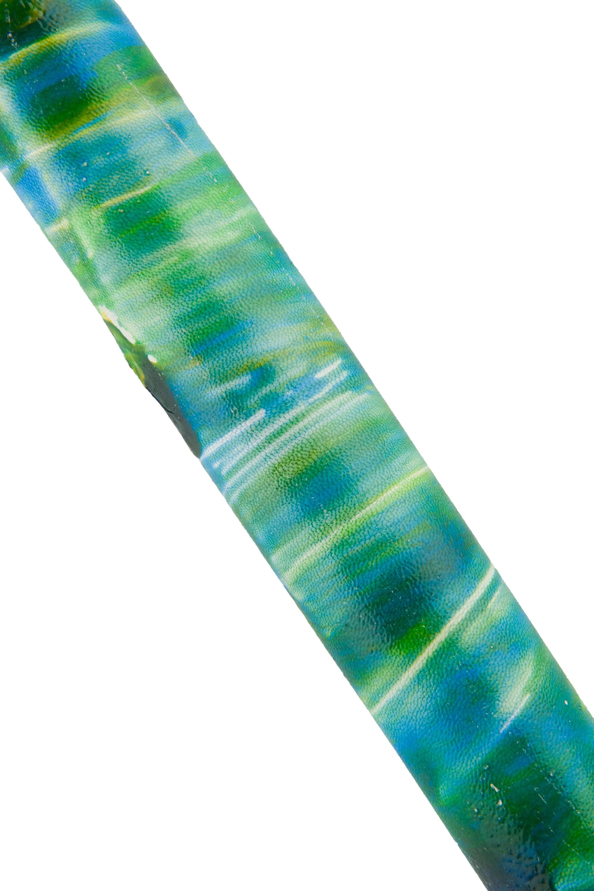 Multicolor Spalsh PAINTED leather skin, yellow, blue, green hand brush stroke print on goatskin, hide for projects B19053-DM La Garzarara