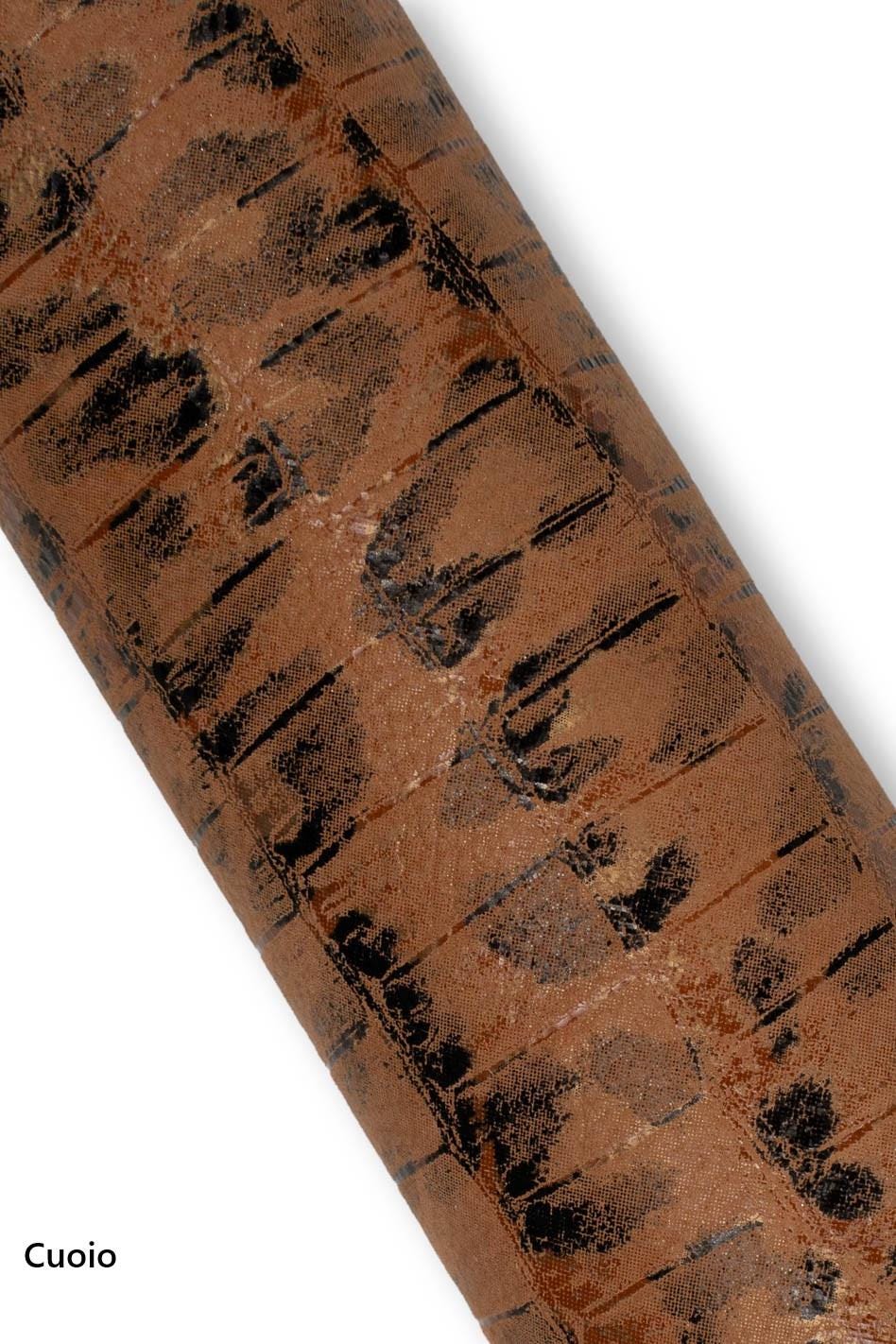 Animal printed leather hides, LEOPARD texture on CROCODILE embossed goatskin, cheetah printed skin for diy projects B19179-ST La Garzarara