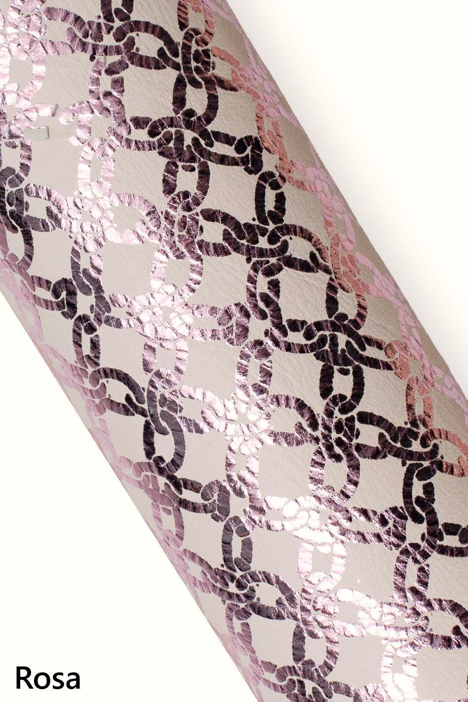 CHAIN printed leather skin, pink, gold, silver, purple METALLIC goatskin hide, bright soft skins for hobbyists B18149-MT(st) La Garzarara