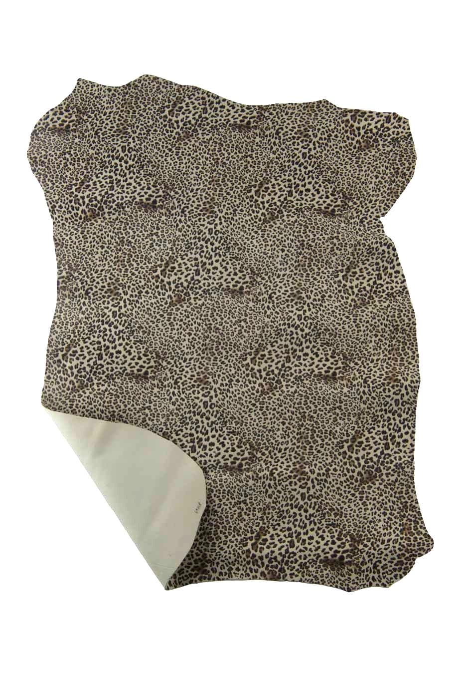 LEOPARD textured leather skin, ANIMAL printed suede goatskin, black cheetah pattern on milk white soft skin B19187-ST La Garzarara