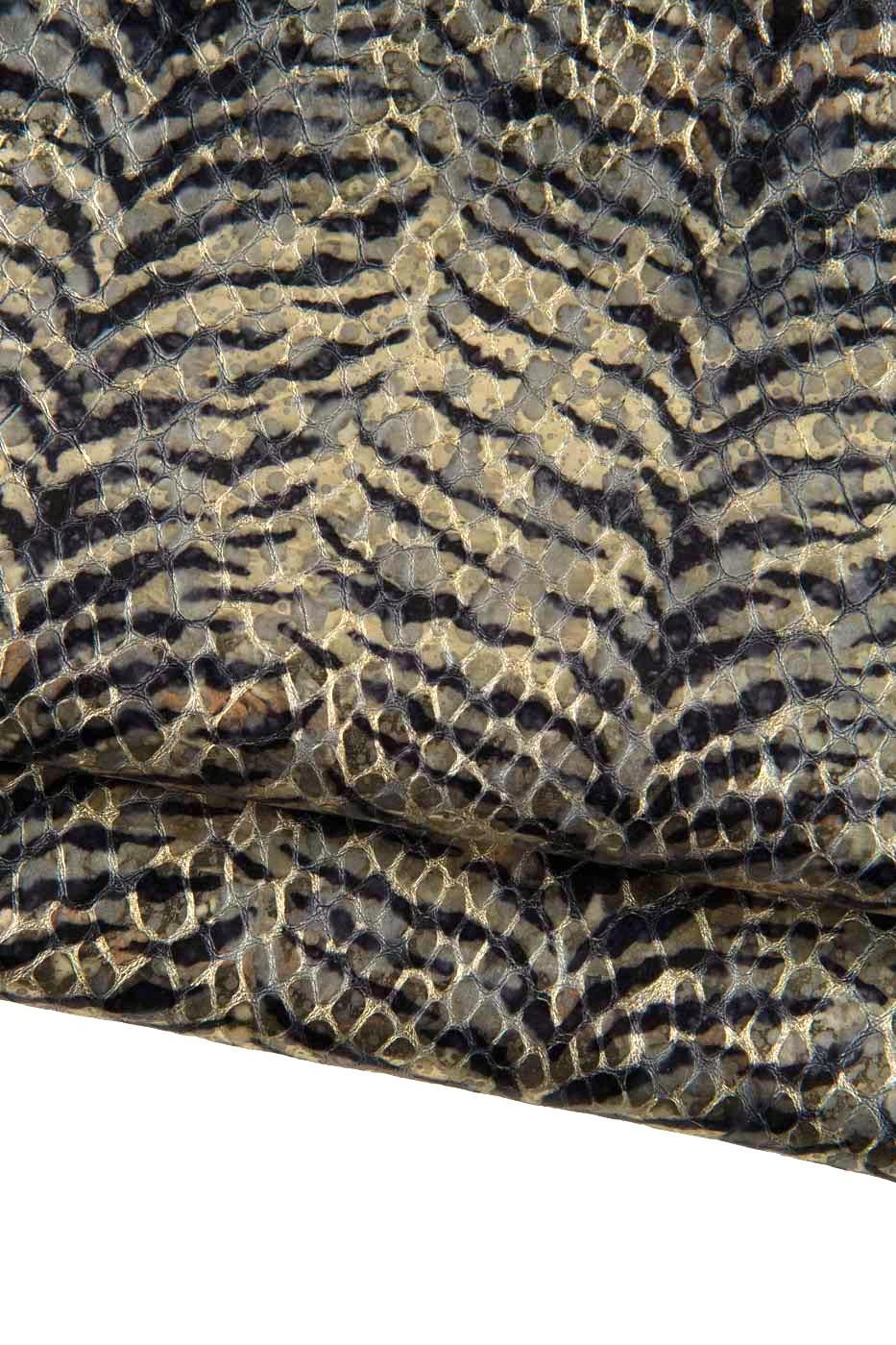 Fancy leather skin, metallic crocodile and zebra pattern, luxury printed hide B18744-MT(st)