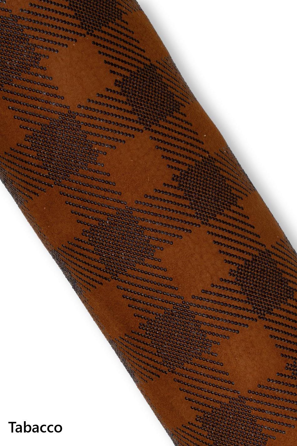 PLAID printed leather skin, brown - grey - tobacco, GINGHAM pattern on matt soft suede goat hides for hobbyists B19140-ST La Garzarara