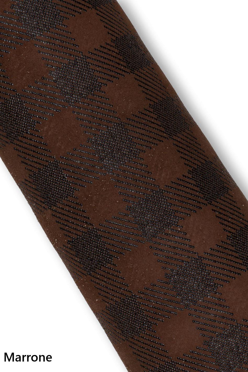 PLAID printed leather skin, brown - grey - tobacco, GINGHAM pattern on matt soft suede goat hides for hobbyists B19140-ST La Garzarara