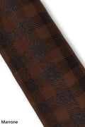 PLAID printed leather skin, brown - grey - tobacco, GINGHAM pattern on matt soft suede goat hides for hobbyists B19140-ST La Garzarara