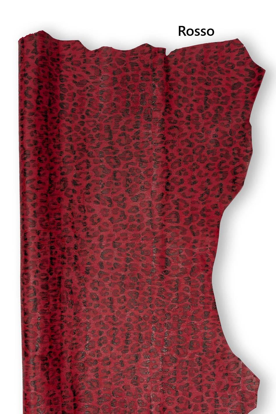 Animal printed leather hides, LEOPARD texture on CROCODILE embossed goatskin, cheetah printed skin for diy projects B19173-ST La Garzarara