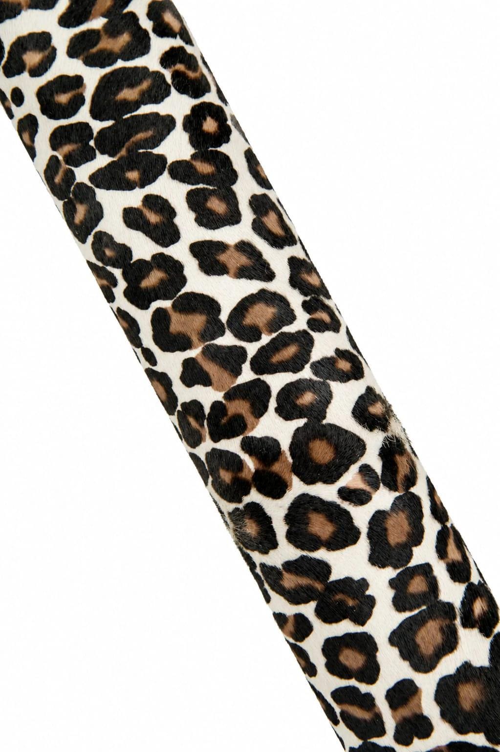 White LEOPARD hair on leather hide, cheetah textured PONY calfskin, animal printed cowhide for crafting B18573-CV La Garzarara