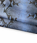 Light Blue REPTILE textured leather hide, GLOSSY soft python printed cowhide, top quality snake calfskin B18705-ST La Garzarara