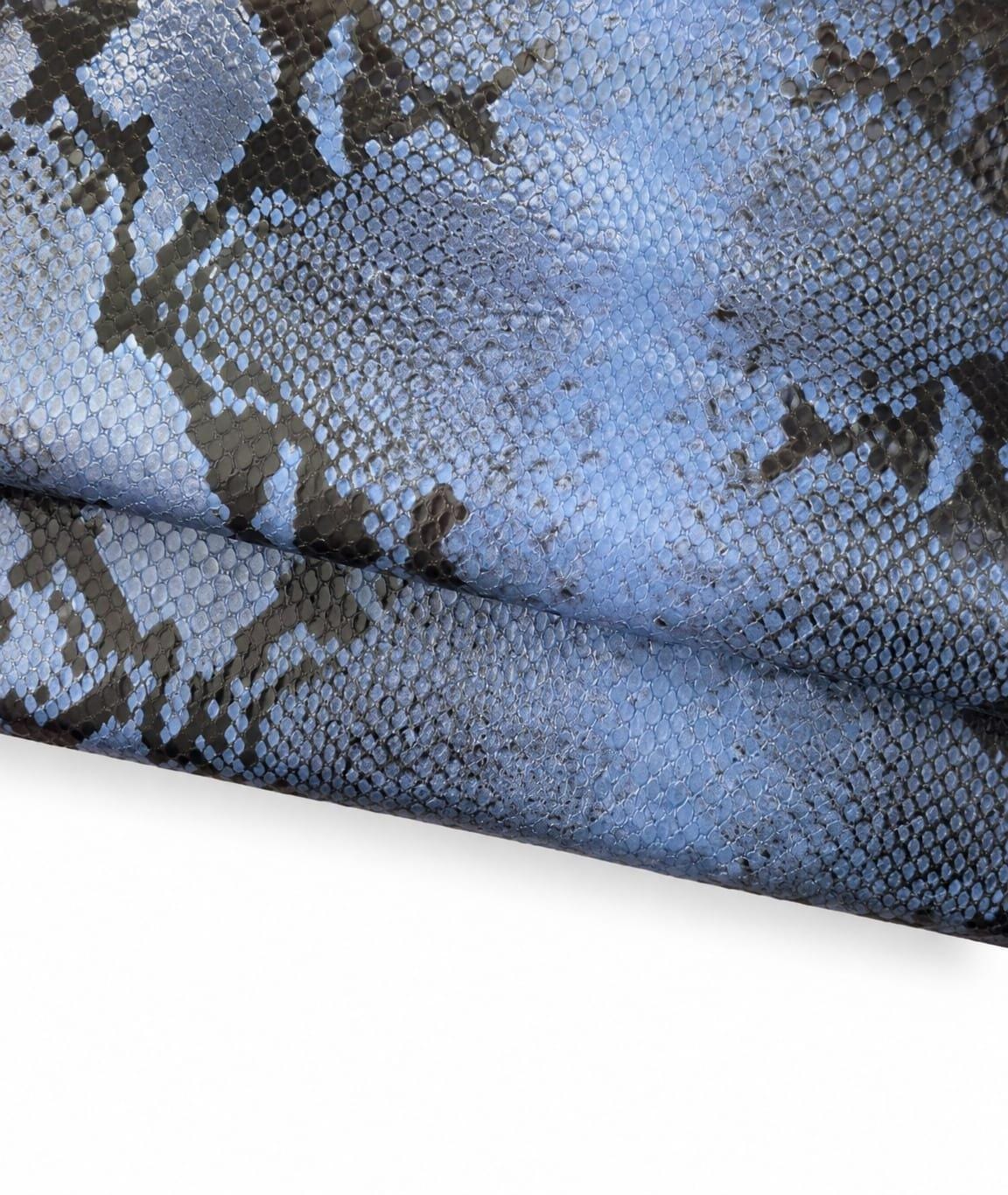 Light Blue REPTILE textured leather hide, GLOSSY soft python printed cowhide, top quality snake calfskin B18705-ST La Garzarara