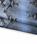 Light Blue REPTILE textured leather hide, GLOSSY soft python printed cowhide, top quality snake calfskin B18705-ST La Garzarara