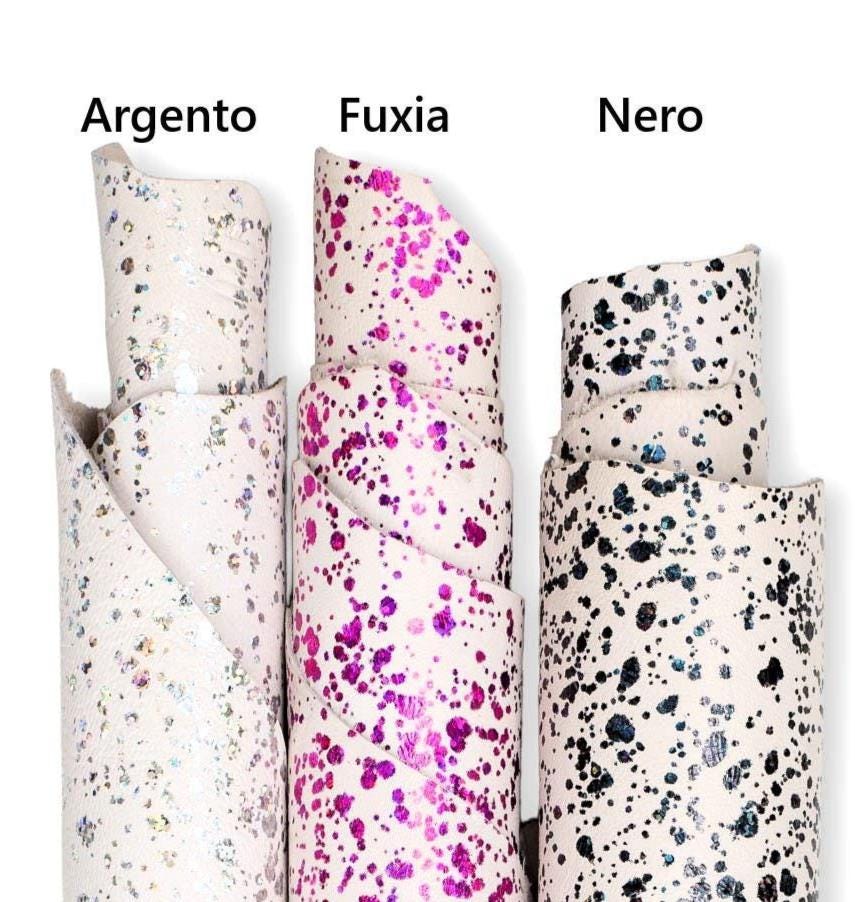 SPLASH GLITTERED metallic sheepskin, iridescent textured skins, soft and bright leather hides for crafters 0.6 - 0.8 mm B19183-MT(st)