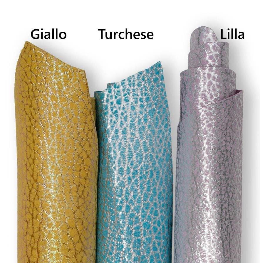 Textured leather skins, animal texture on SUEDE goatskins, metallic printed soft skins for hobbyists B19170-MT(st) La Garzarara