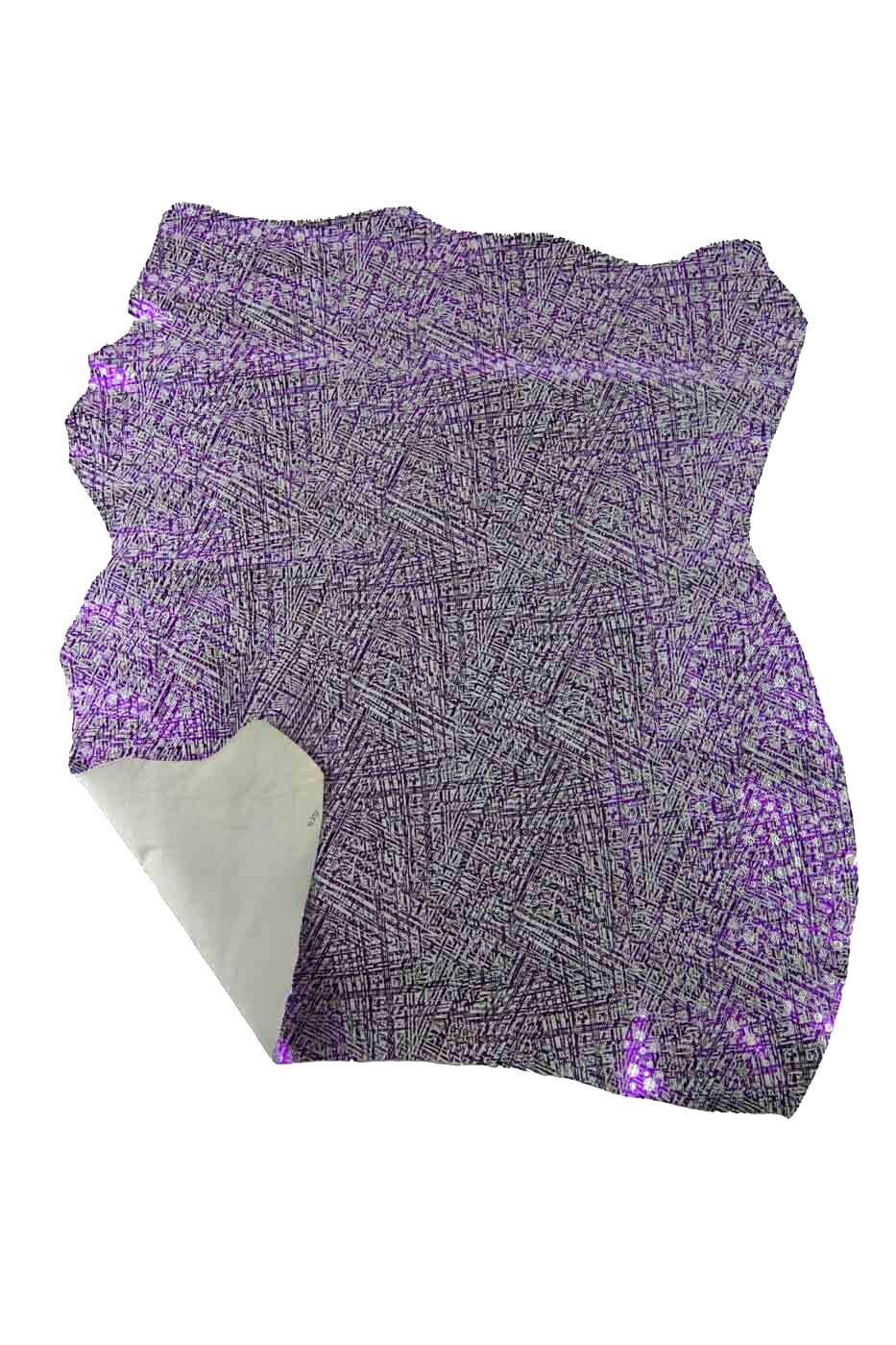 METALLIC graphic PRINTED leather skin, silver, white, purple textured goatskin, soft sparkle hide for projects B19192-MT(st) La Garzarara