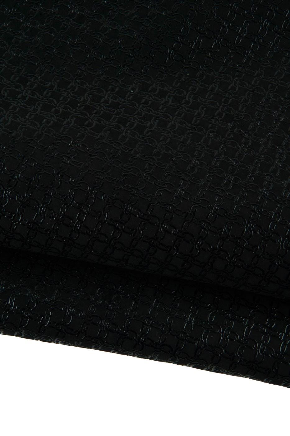 Black EMBOSSED leather hide, CHAIN printed goatskin, glossy soft hide for crafters B19201-TB La Garzarara