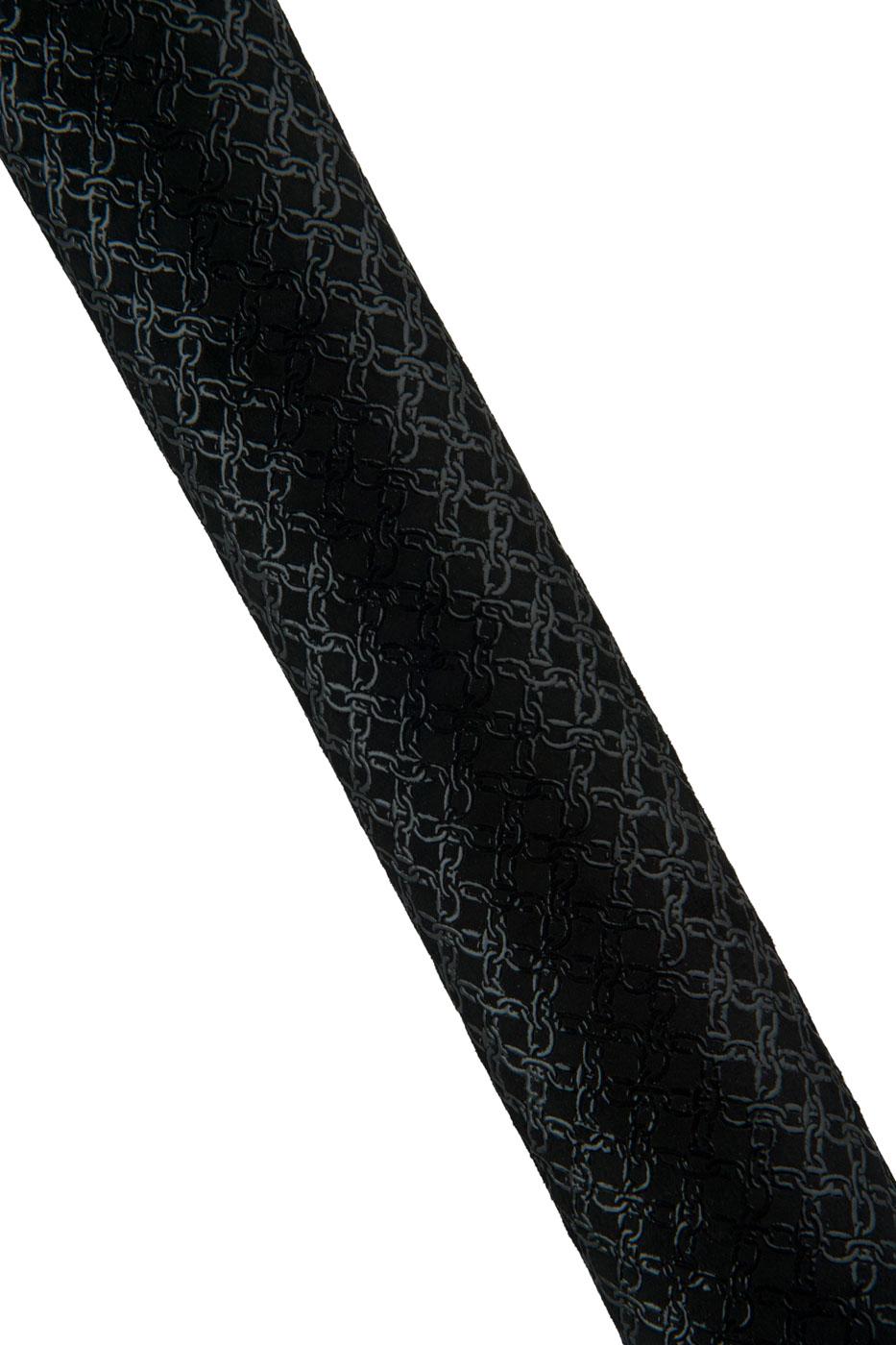 Black EMBOSSED leather hide, CHAIN printed goatskin, glossy soft hide for crafters B19201-TB La Garzarara