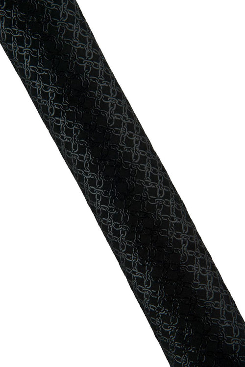 Black EMBOSSED leather hide, CHAIN printed goatskin, glossy soft hide for crafters B19201-TB La Garzarara