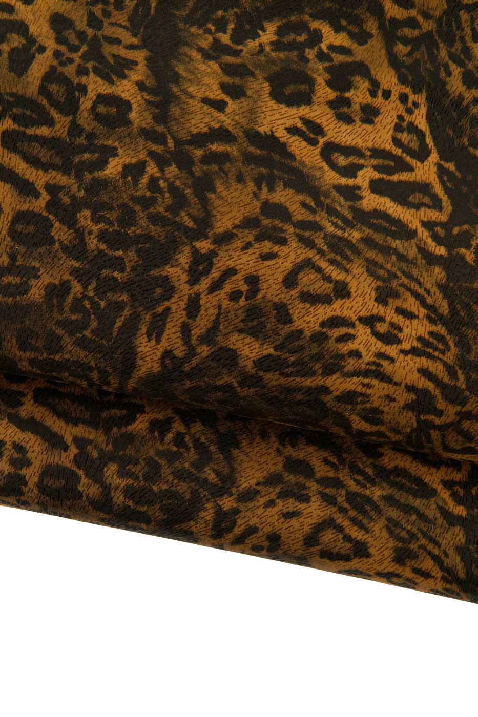 Brown LEOPARD textured leather skin, CHEETAH printed suede gaotskin, animal printed hide for crafters B18700-ST La Garzarara