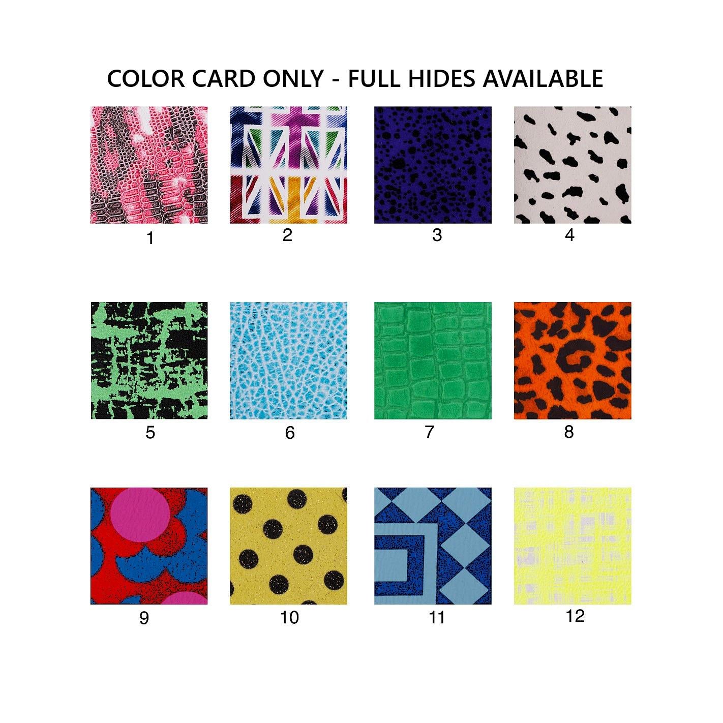 Printed leather hides, leopard polka dots coccodrille geometric flowers lizard neon, full hides available, goatskins B19235-ST La Garzarara