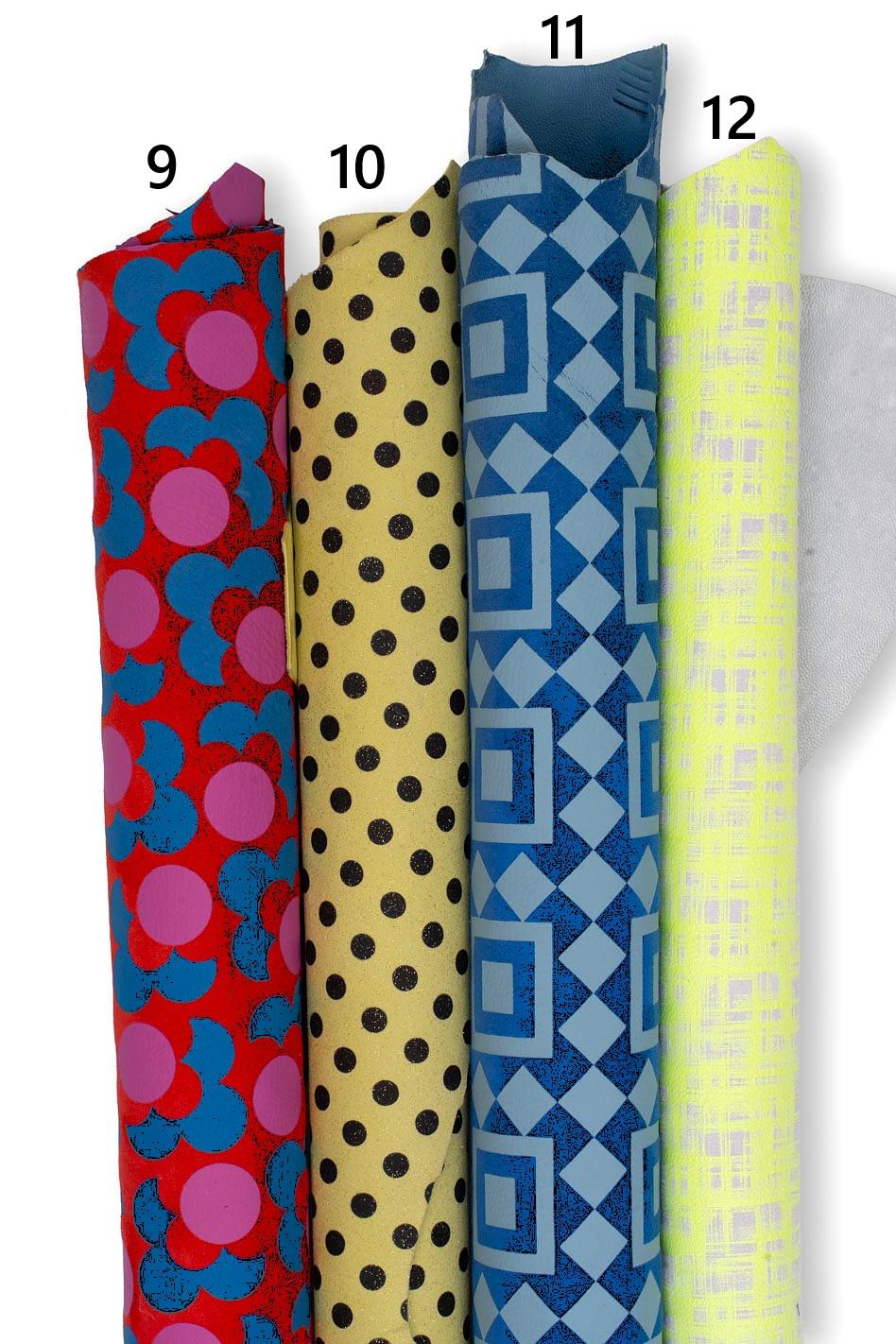 Printed leather hides, leopard polka dots coccodrille geometric flowers lizard neon, full hides available, goatskins B19235-ST La Garzarara