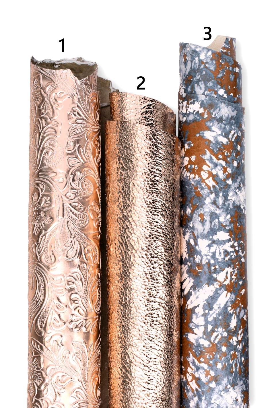 Printed leather hides, leopard charro geometric flowers crackle neon, full hides available, goatskins B19234-ST La Garzarara
