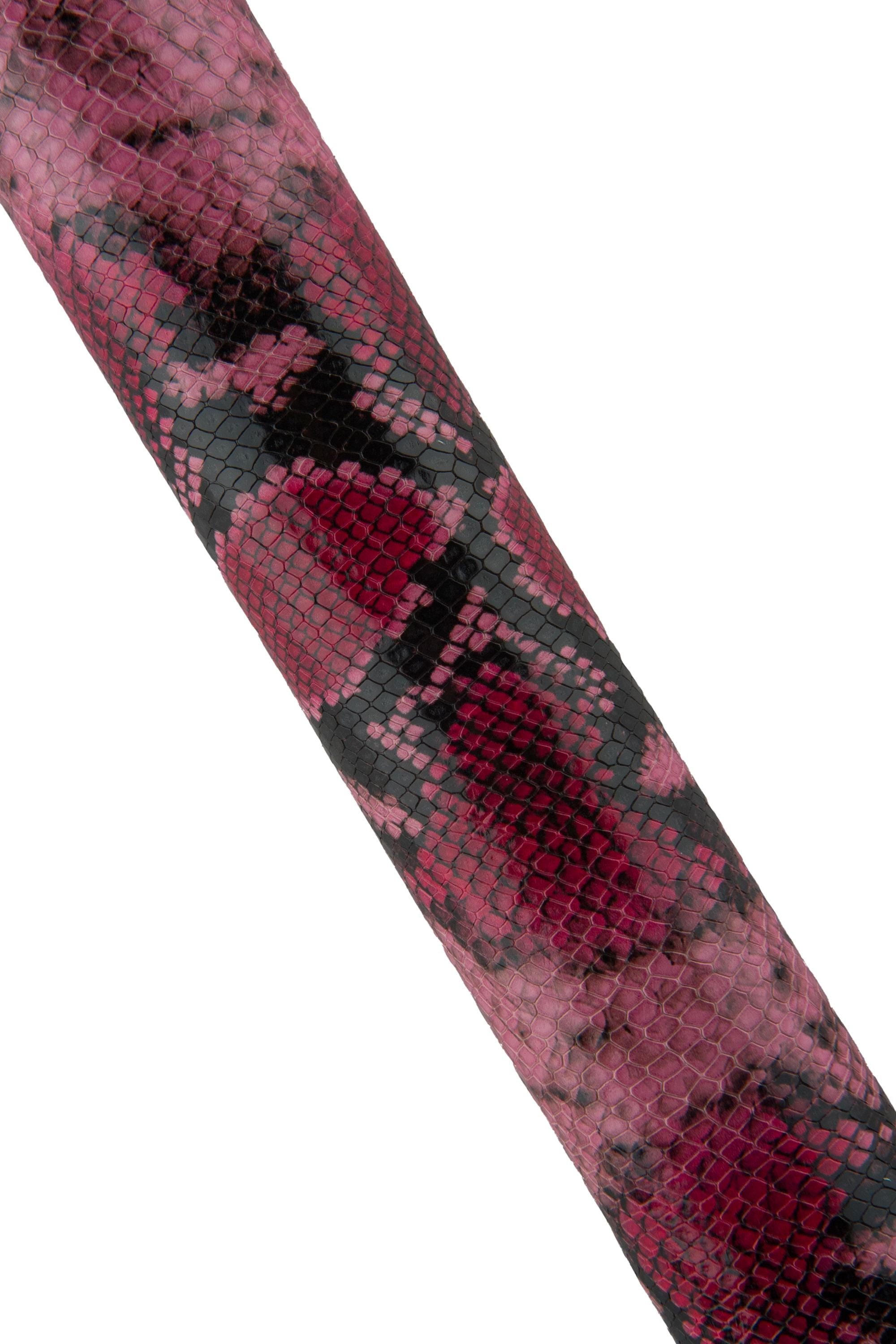 Magenta Python Print Leather skin, embossed dark red Snake Pattern Leather Hide, vivid snakeskin for bags B19278-ST La Garzarara