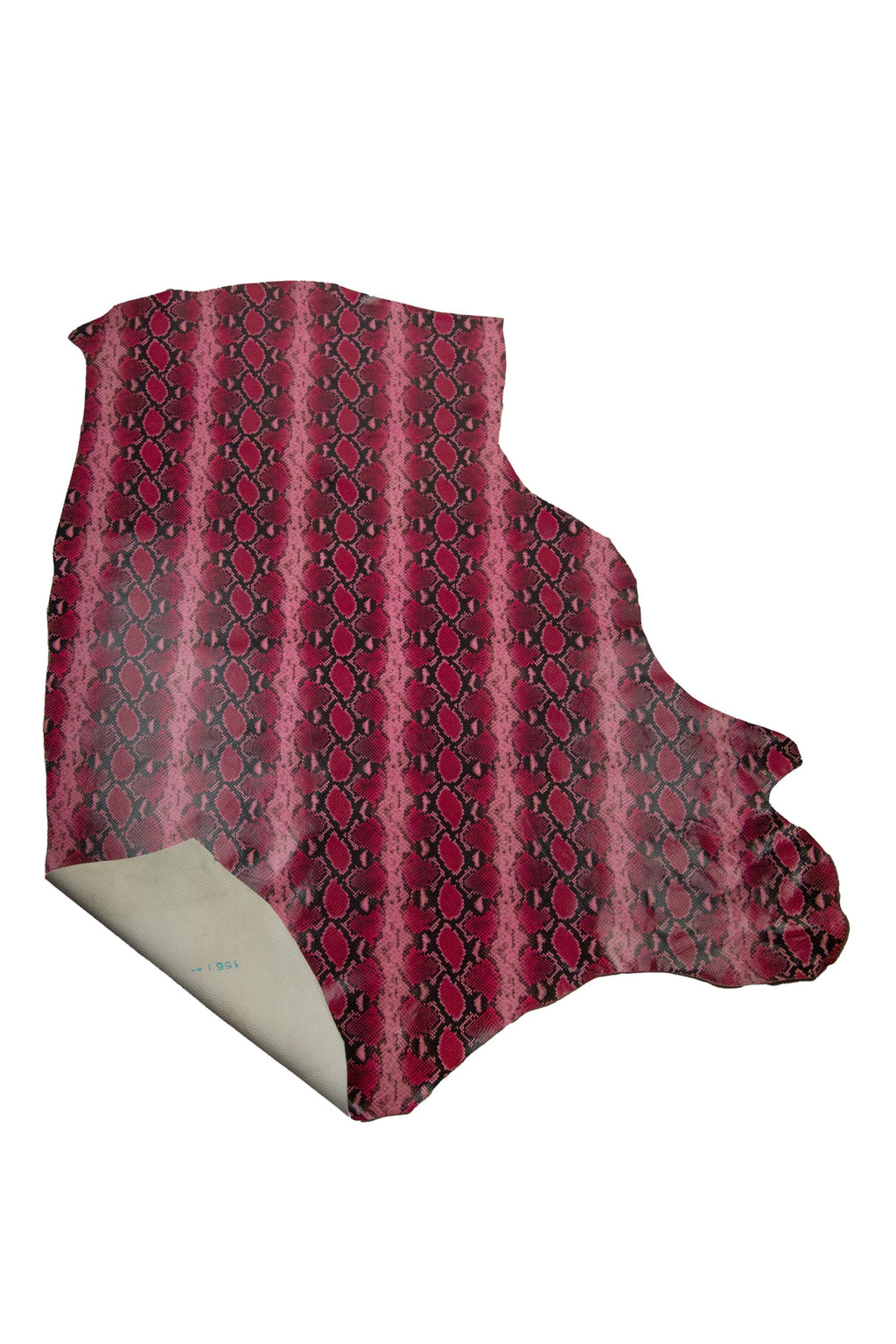 Magenta Python Print Leather skin, embossed dark red Snake Pattern Leather Hide, vivid snakeskin for bags B19278-ST La Garzarara