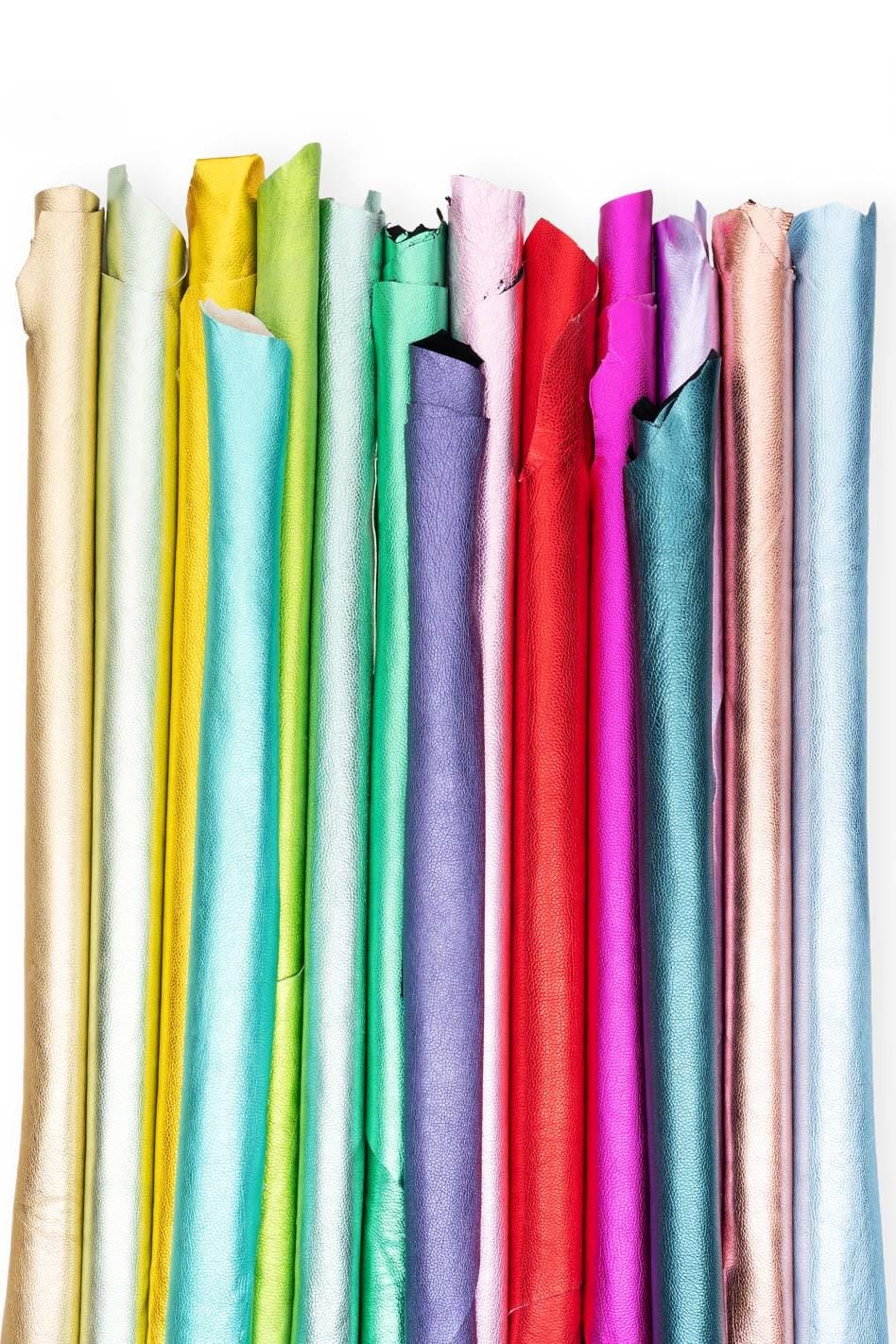 Bright metallic leather hides, colorful pebble goatskins, full hides available, soft laminated skins for DIY projects B19226-MT La Garzarara