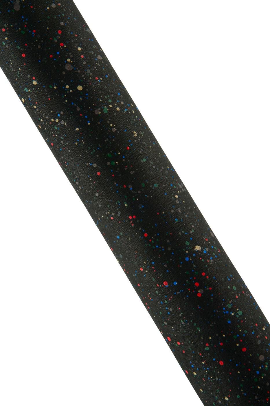Black textured leather skin, multicolor SPLASH print on black soft lambskin, SOFT sheepskin for diy projects B19200-TB La Garzarara