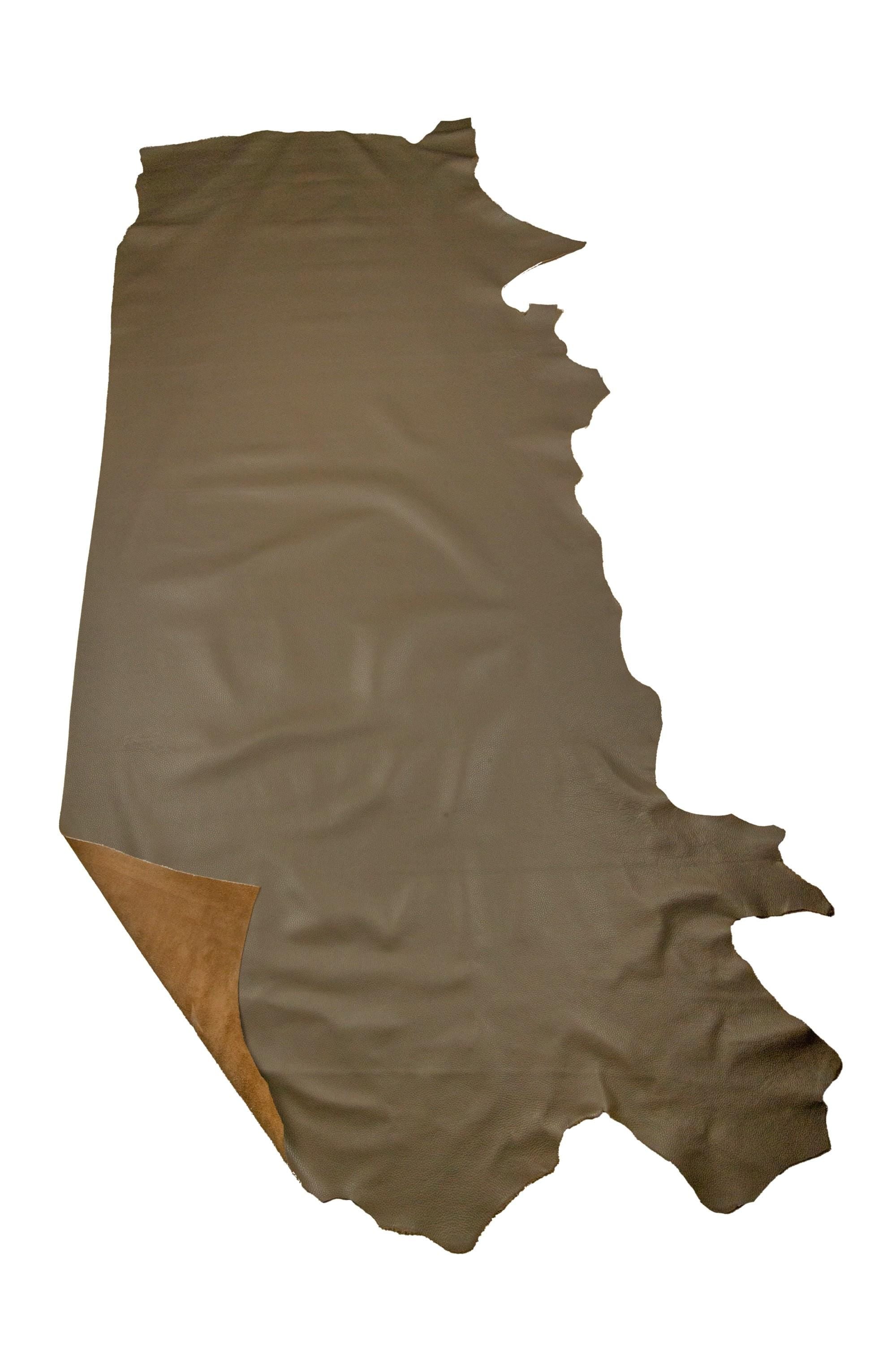 Grey pebble GRAIN PRINTED leather hide, taupe soft semi glossy cowhide, sporty calfskin 1.2 - 1.4 mm for crafting B19219-TU La Garzarara