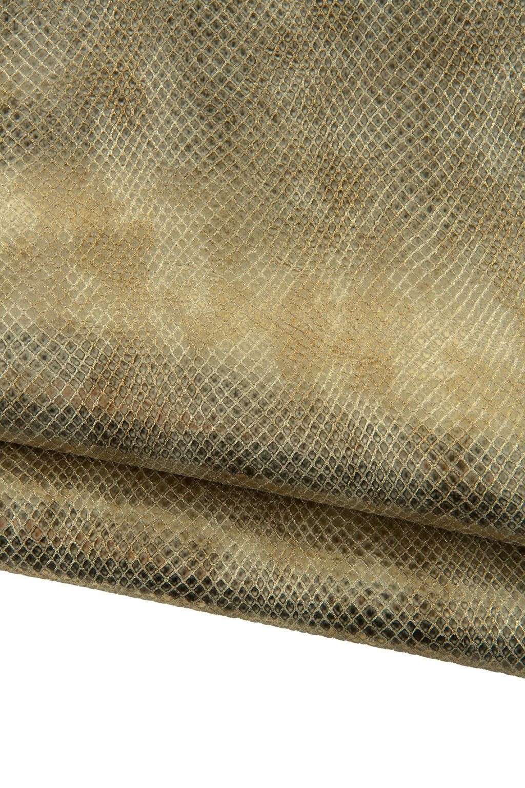 Metallic Snake Print Leather Hide, Gold Champagne reptile skin, Soft Italian Genuine snakeskin for Wallets Crafts B19297-MT(st) La Garzarara