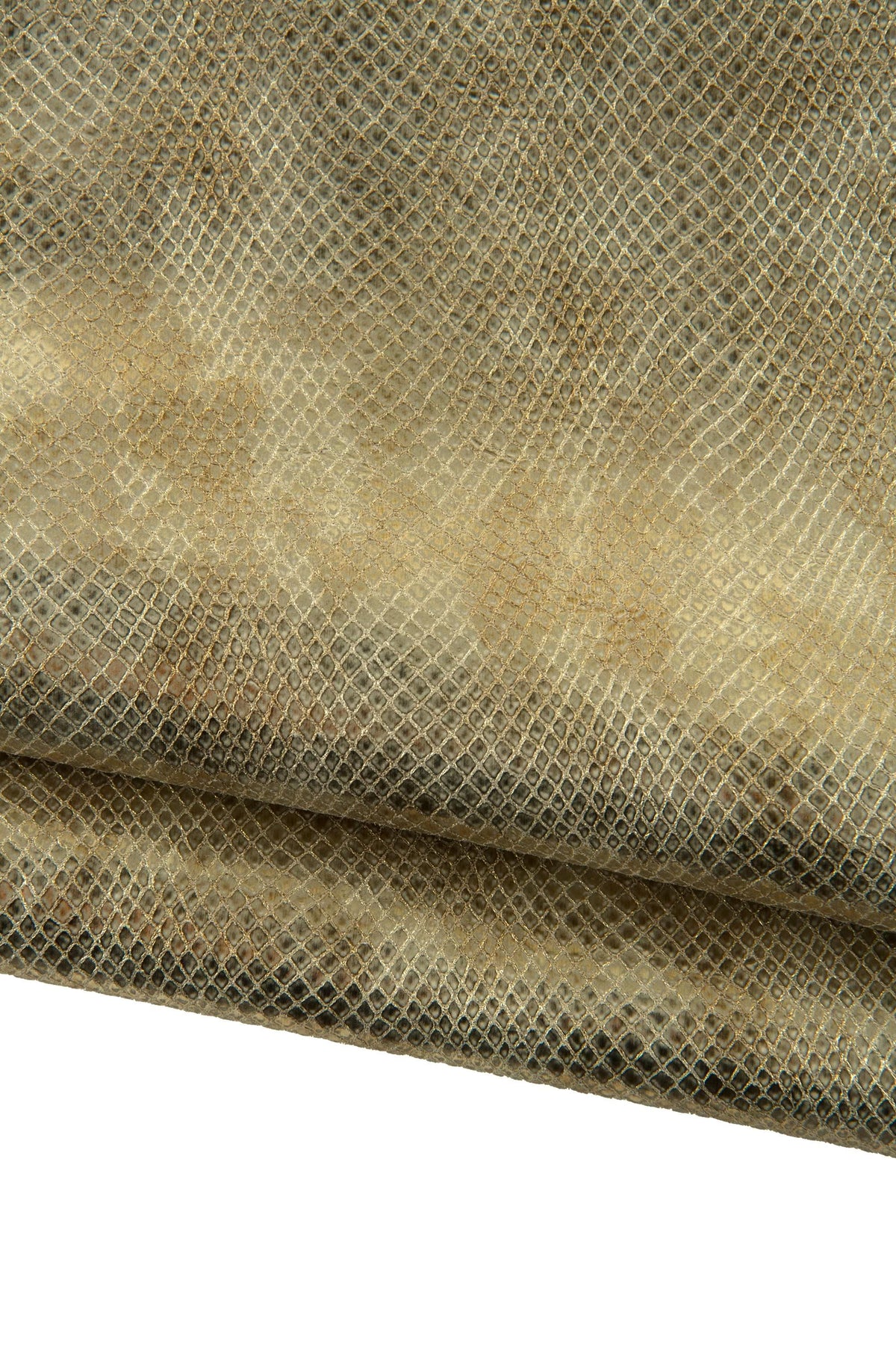 Metallic Snake Print Leather Hide, Gold Champagne reptile skin, Soft Italian Genuine snakeskin for Wallets Crafts B19297-MT(st) La Garzarara