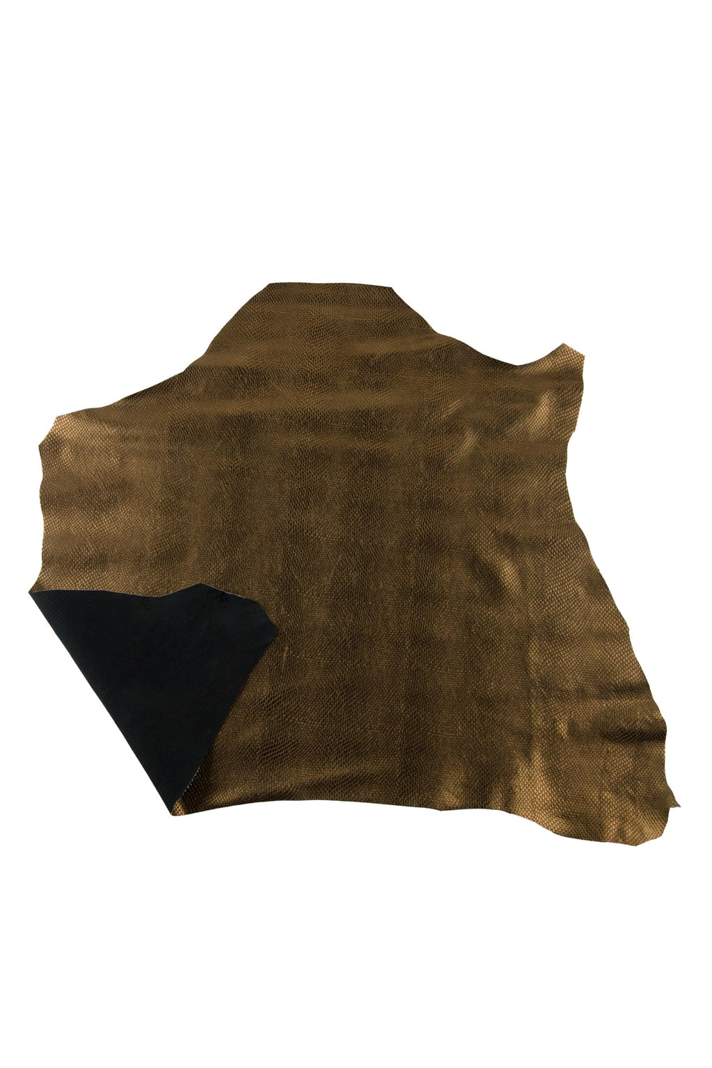 Bronze METALLIC REPTILE printed goatskin, soft embossed leather skin, bright snakeskin for hobbyists B19272-MT(st) La Garzarara