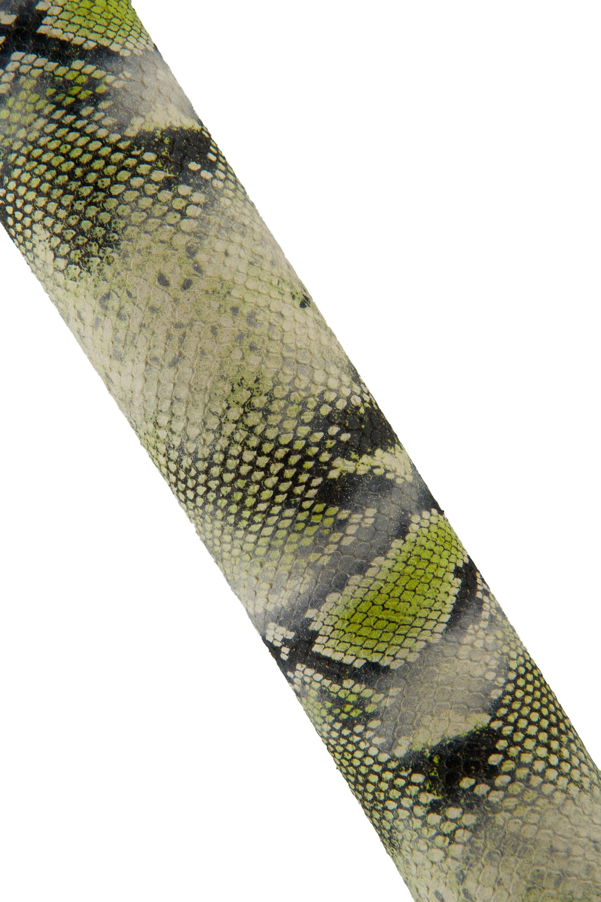 Natural Python Print Leather Hide, Olive Green Snake Print Italian Leather, Exotic Light green embossed snakeskin B19273-ST La Garzarara