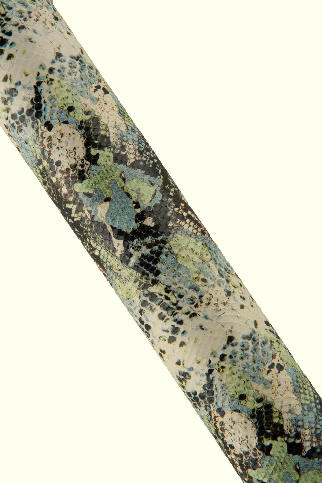 Thin SNAKE printed leather skin, light blue - green PYTHON reptile snakeskin, glossy soft goatskin for diy projects B19284-ST La Garzarara