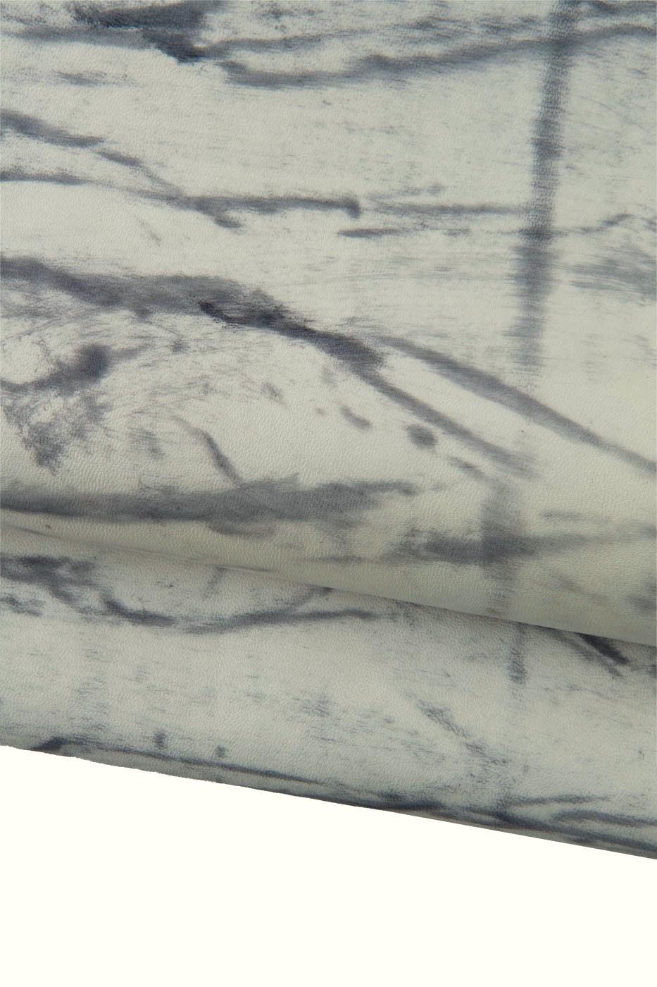 Grey ABSTRACT print on white soft lambskin, super SOFT textured sheepskin hide for hobbyists B19204-ST La Garzarara