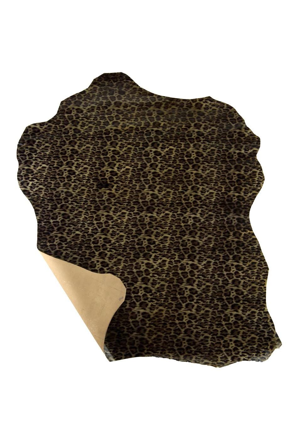 LEOPARD textured leather skin, cheetah printed PATENT gaotskin, glossy soft hide for crafters 0.8-0.9 mm B19259-ST La Garzarara