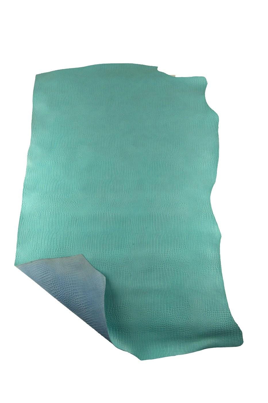 Turquoise Crocodile Embossed Leather hide, Tiffany Blue Croc Genuine cow for Bags, Wallets & Luxury Leathercraft B19293-ST La Garzarara