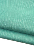 Turquoise Crocodile Embossed Leather hide, Tiffany Blue Croc Genuine cow for Bags, Wallets & Luxury Leathercraft B19293-ST La Garzarara