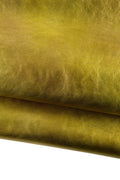Gold metallic leather skin with silver shades, bright soft goatskin, smooth golden sparkle hide for hobbyists B19230-MT(st) La Garzarara