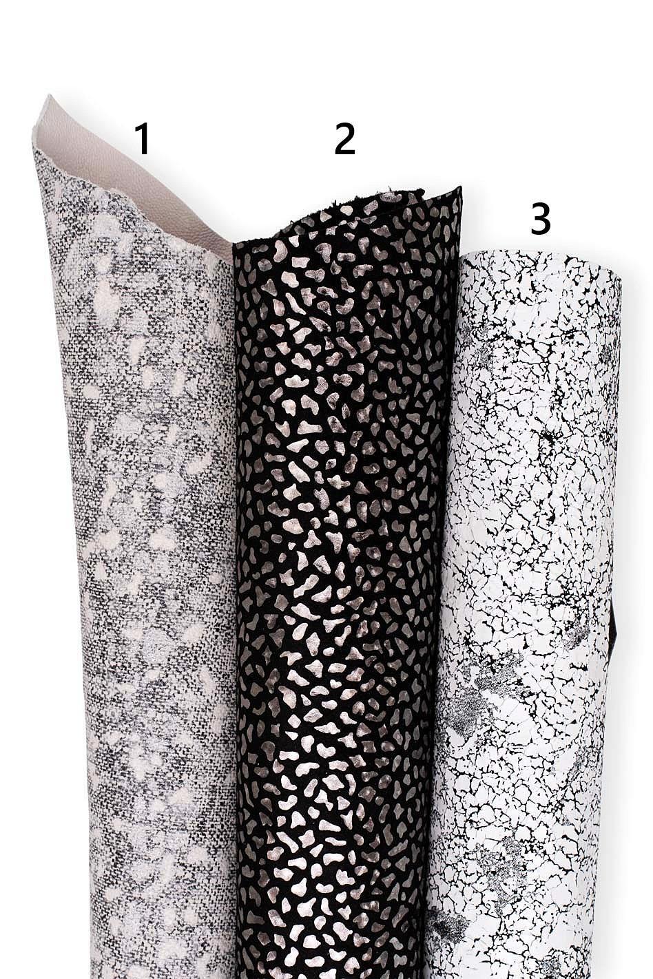 Printed leather hides, leopard lizard letters crackle abstract, full hides available, goatskins and sheepskins B19238-ST La Garzarara