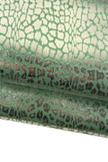 LEOPARD printed leather skin, silver METALLIC cheetah texture on green goatskin - soft bright skin for hobbyists B19265-MT(st) La Garzarara