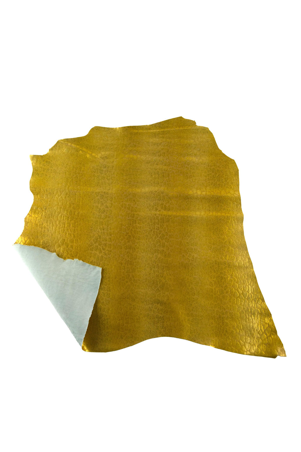 Gold LEOPARD printed leather skin, golden METALLIC goatskin - animal texture on soft bright skin for hobbyists B19269-MT(st) La Garzarara