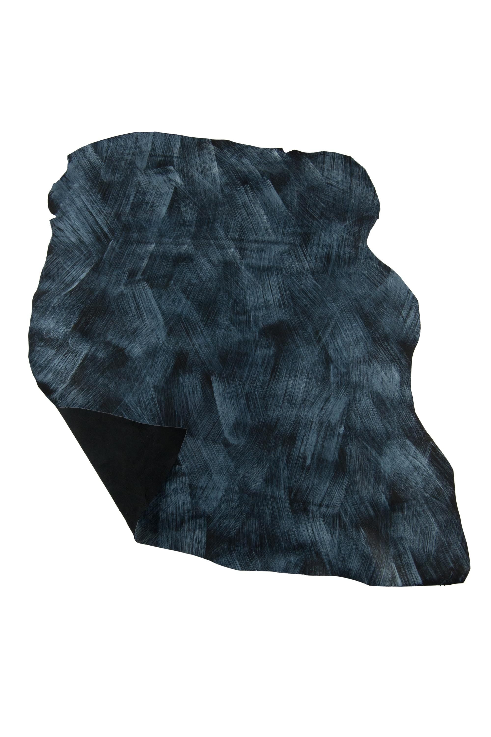Black - white TEXTURED leather skin, brush stroke print on SOFT sheepskin, ideal for hobbyists B19196-ST La Garzarara