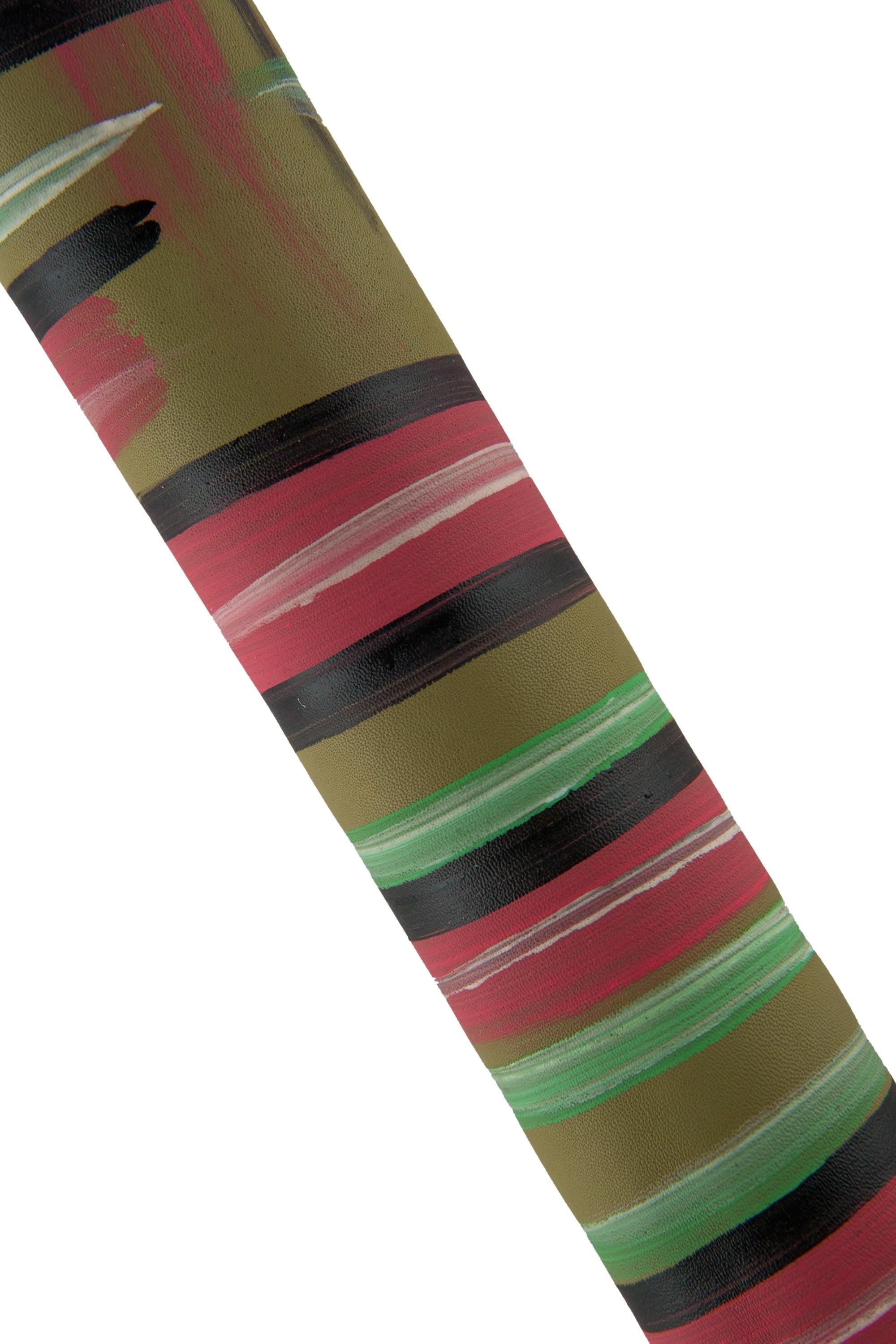 MULTICOLOR texture on olive green leather skin, GEOMETRIC printed goatskin, super soft matt hide for diy projects B19151-DM La Garzarara