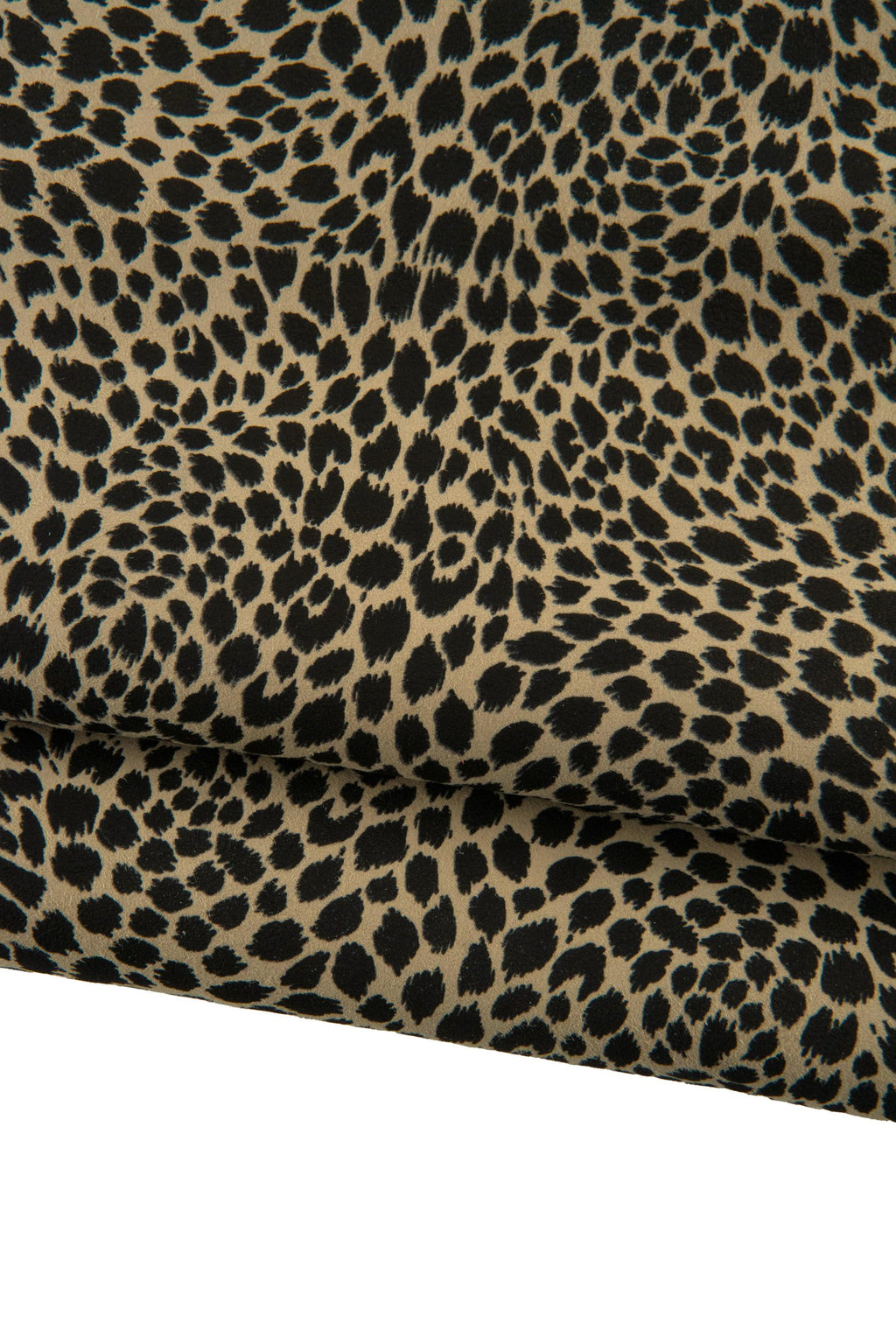 Black LEOPARD texture on beige suede goatskin, CHEETAH printed skin, soft animal printed hide for diy projects B19186-ST La Garzarara