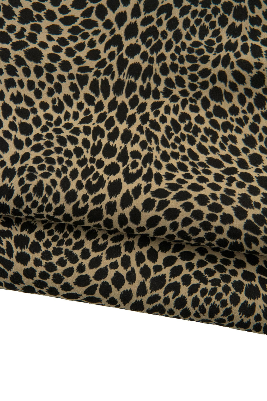 Black LEOPARD texture on beige suede goatskin, CHEETAH printed skin, soft animal printed hide for diy projects B19186-ST La Garzarara