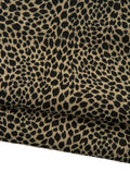 Black LEOPARD texture on beige suede goatskin, CHEETAH printed skin, soft animal printed hide for diy projects B19186-ST La Garzarara