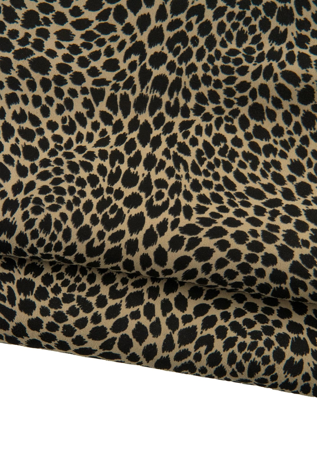 Black LEOPARD texture on beige suede goatskin, CHEETAH printed skin, soft animal printed hide for diy projects B19186-ST La Garzarara
