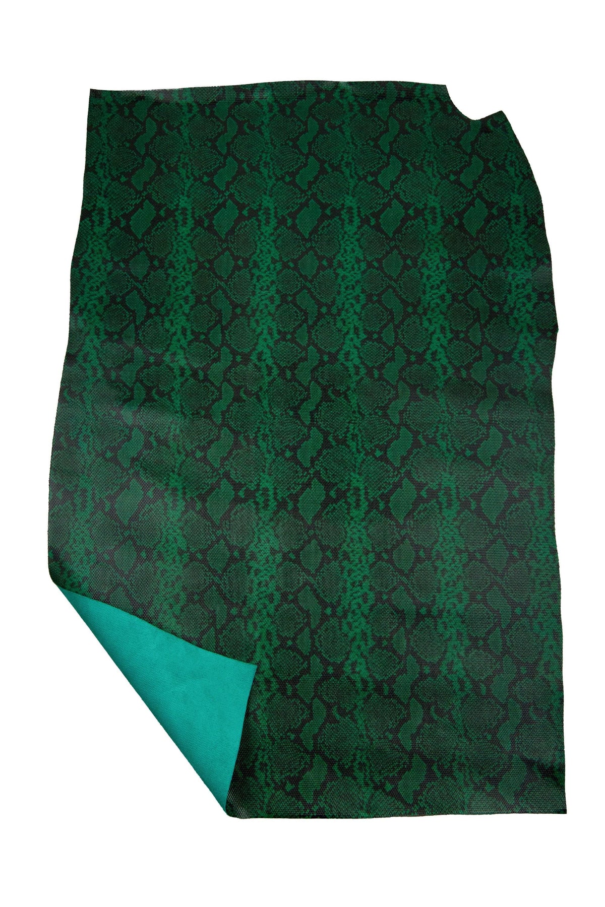 Dark Green PYTHON leather hide, REPTILE pattern on glossy embossed calfskin, snakskin textured soft cowhide B18698-ST La Garzarara