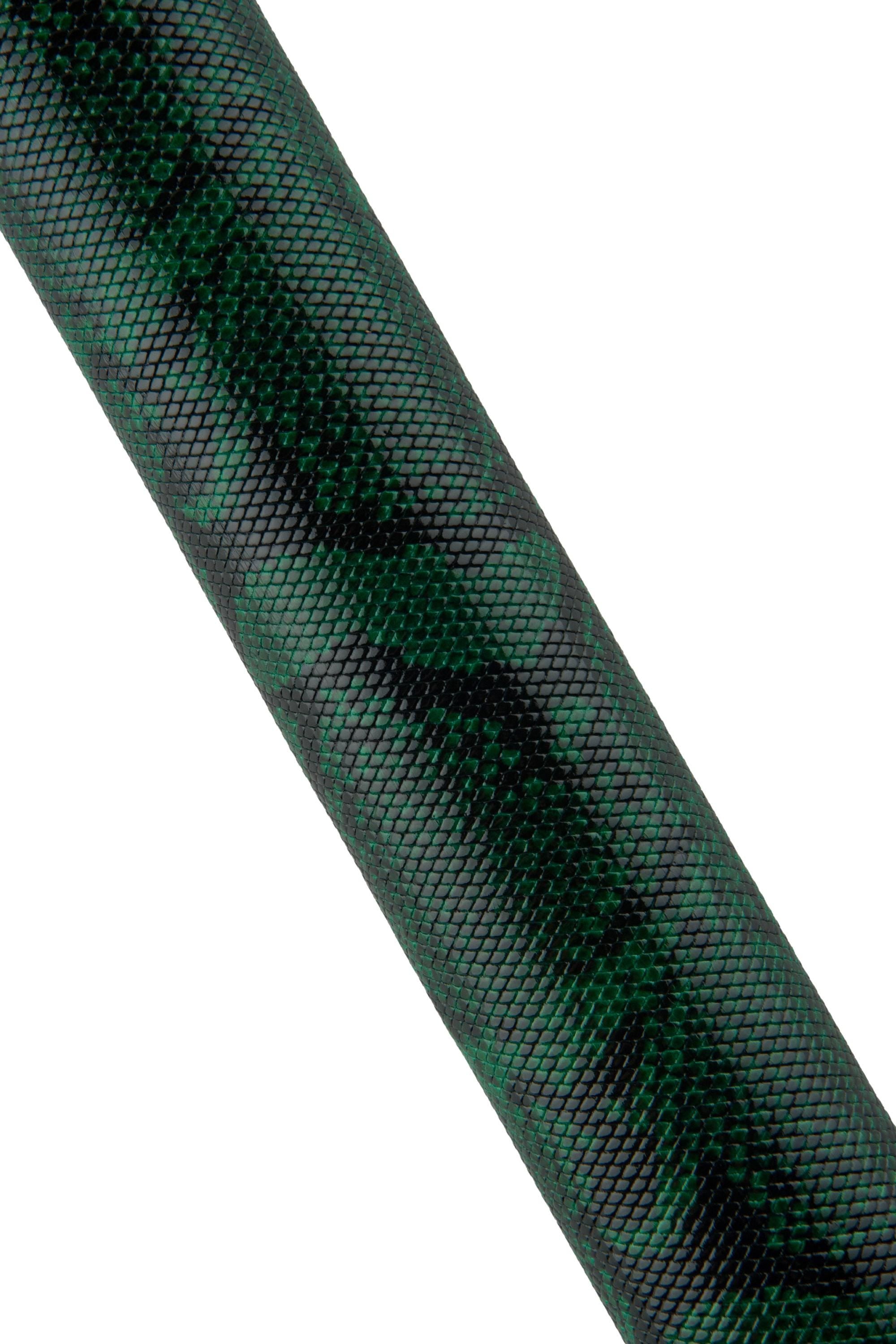 Dark Green PYTHON leather hide, REPTILE pattern on glossy embossed calfskin, snakskin textured soft cowhide B18698-ST La Garzarara